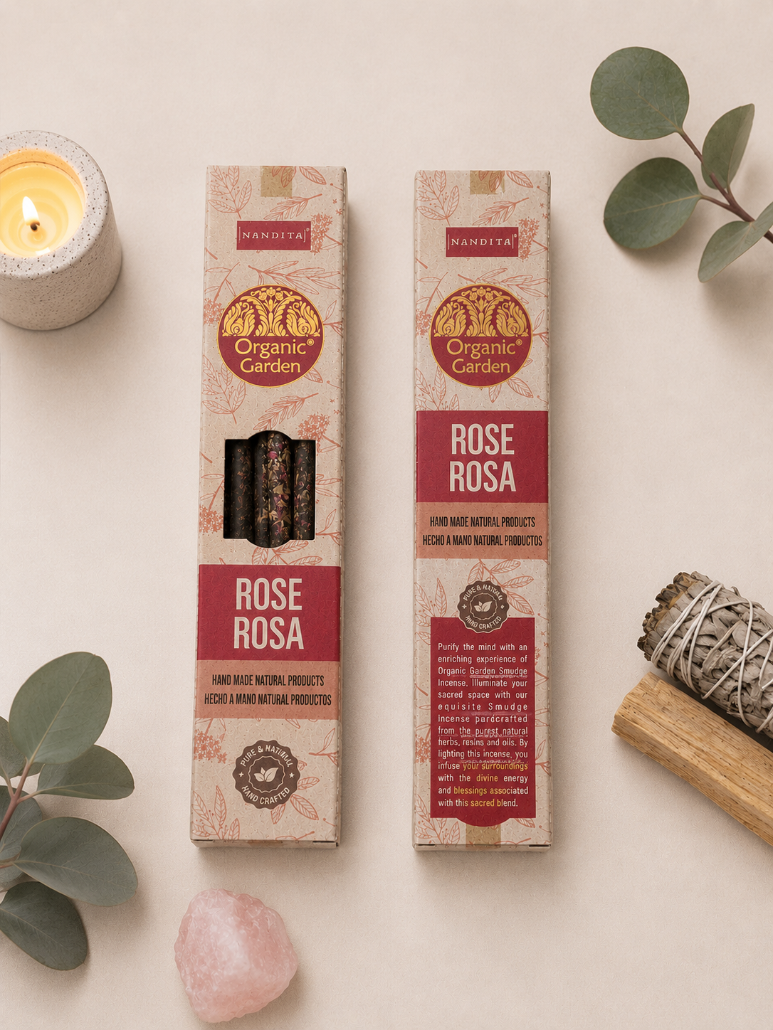 Incienso de rosa Organic Garden, otra vista de la caja