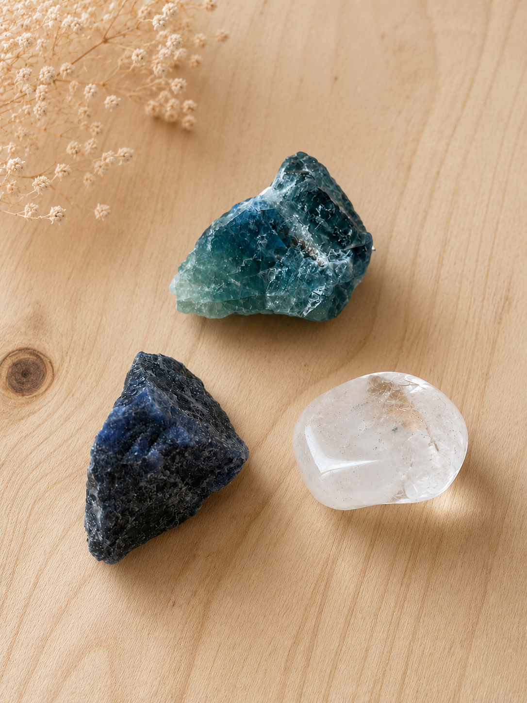Pack de minerales para la claridad mental, detalle de las piedras