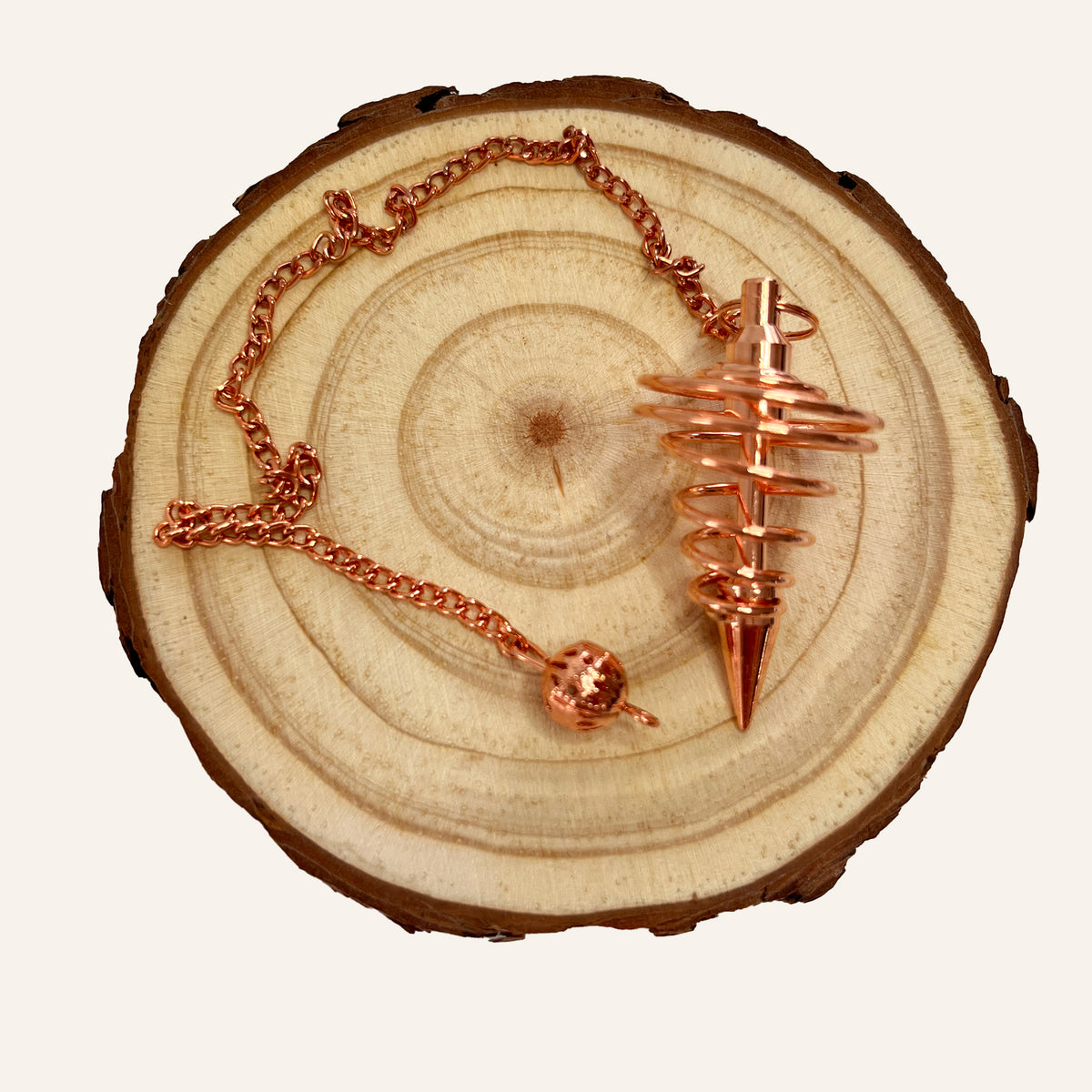 Péndulo metálico en espiral hueca con cadena cobre