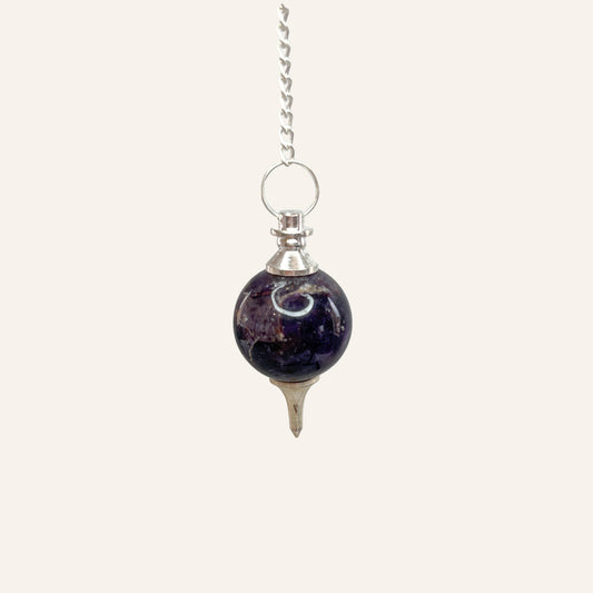 Péndulo Mermet de amatista con su cadena metálica