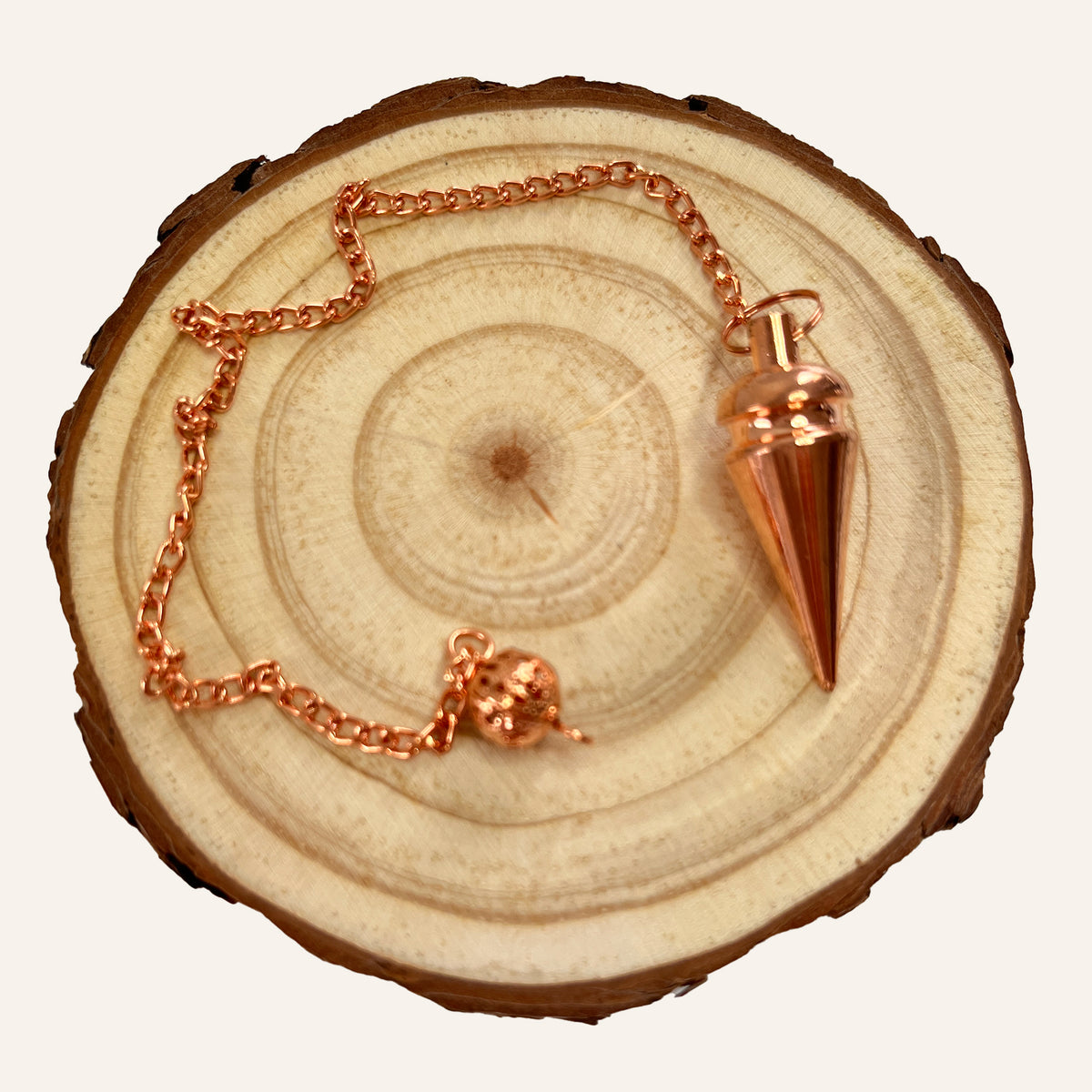 pendulo de cobre conico con cadena