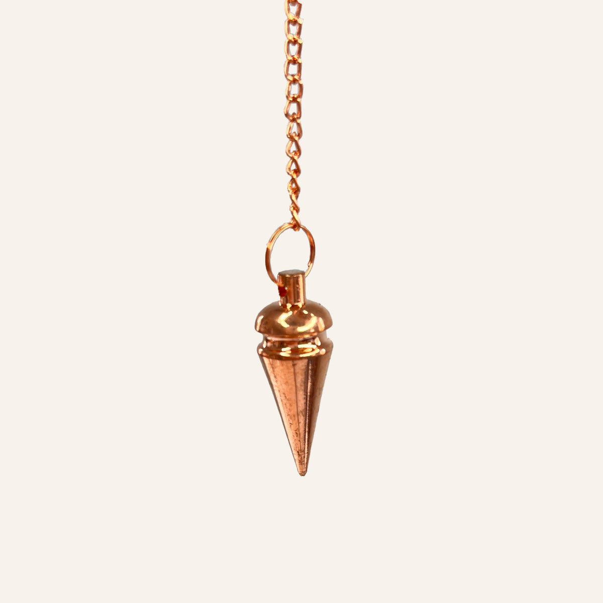 Péndulo cónico de metal con ranura y cadena de cobre
