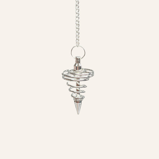 Péndulo metálico en espiral hueca con cadena plateado