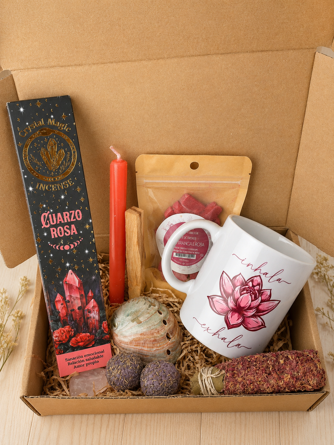 Ritual de amor propio con cristales y elementos aromáticos